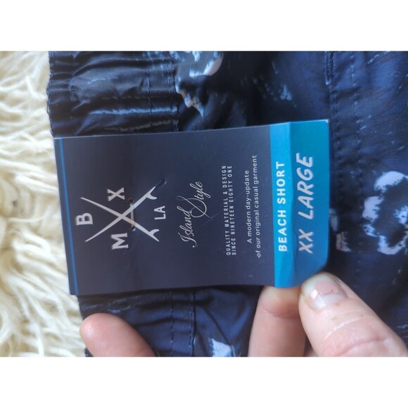 NWT MBX Premium Goods Men's XX-Large Swim Shorts Navy Blue Palm Print Trunks - Picture 6 of 9